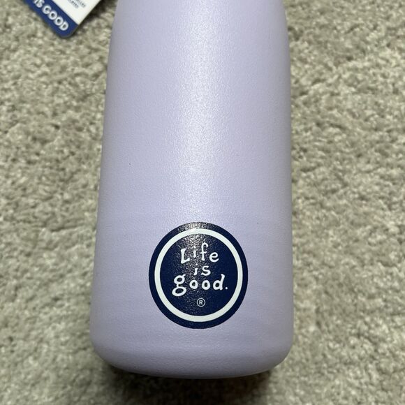 NWT Life is Good Stainless Steel 14 oz Water Bottle Purple Flip Flops Straw New - Picture 4 of 11